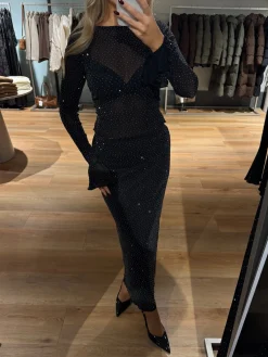 Angela glitter bluse sort