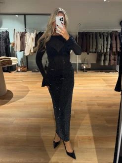 Angela glitter nederdel sort