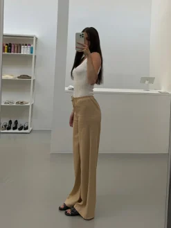 Line bukser lysebrun tall