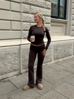 Line leggings mørkebrun