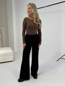 Malou bodystocking dyb ryg mørkebrun
