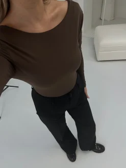 Malou bodystocking dyb ryg mørkebrun