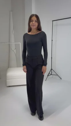 Malou bodystocking dyb ryg sort