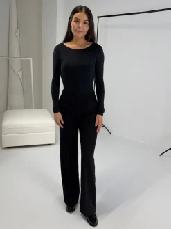 Malou bodystocking dyb ryg sort