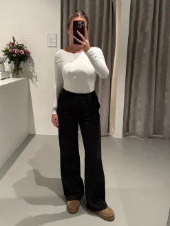 Malou bodystocking dyb ryg hvid