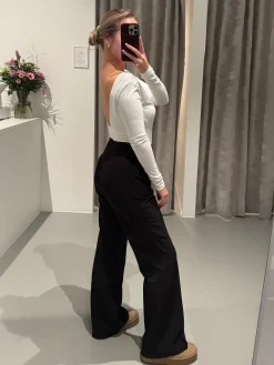 Malou bodystocking dyb ryg hvid