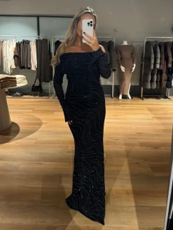 Nicole glitter kjole sort