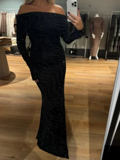 Nicole glitter kjole sort