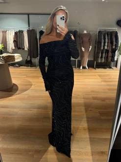 Nicole glitter kjole sort