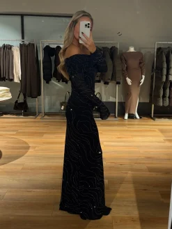 Nicole glitter kjole sort